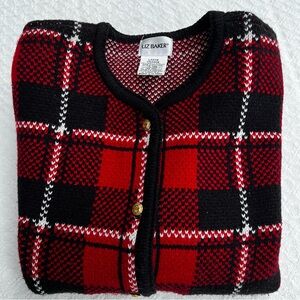 LIZ BAKER CARDIGAN - HOLIDAY PLAID